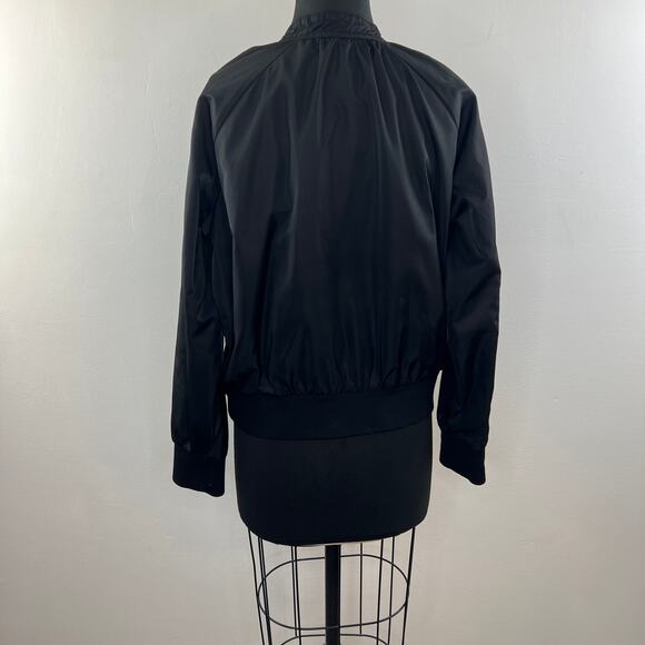FREE PEOPLE Black Satin Long Sleeve Full Zip Midnight Bomber Jacket Size M - Picture 6 of 9